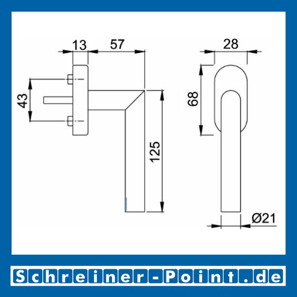 Hoppe Amsterdam Edelstahl Fenstergriff F69, E0400/U30, 3146929, 2807318